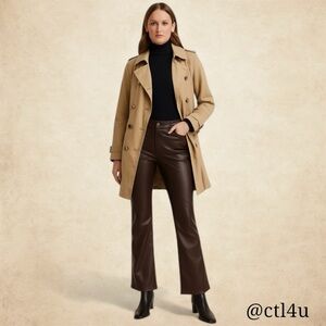 Banana Republic Vegan Leather Cropped Bootcut Pants Brown Size 30/10 Soft Lined
